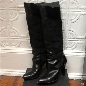 Oscar de la Renta suede + leather boots